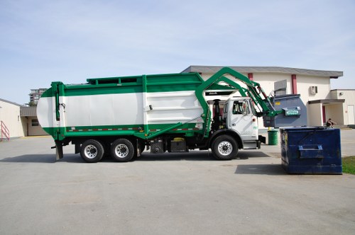 Various types of construction waste including concrete and wood